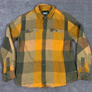 Howler Bros Rodanthe Flannel Blanket Shirt Men's Medium Orange Outback Plaid